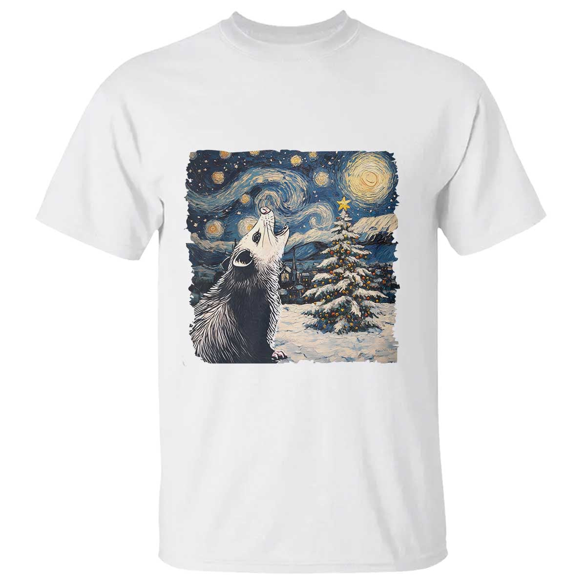christmas-starry-night-opossum-t-shirt