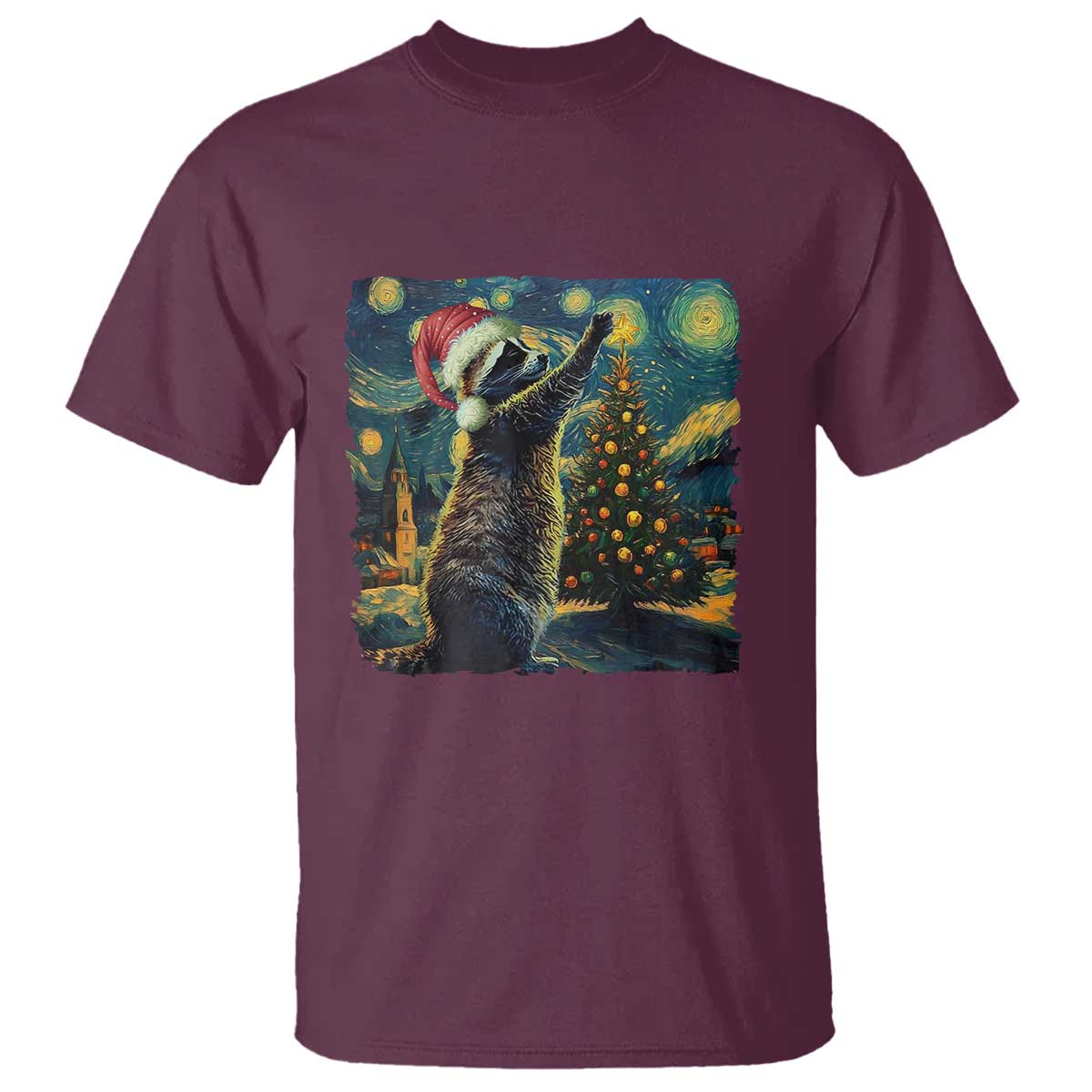 christmas-starry-night-raccoon-t-shirt