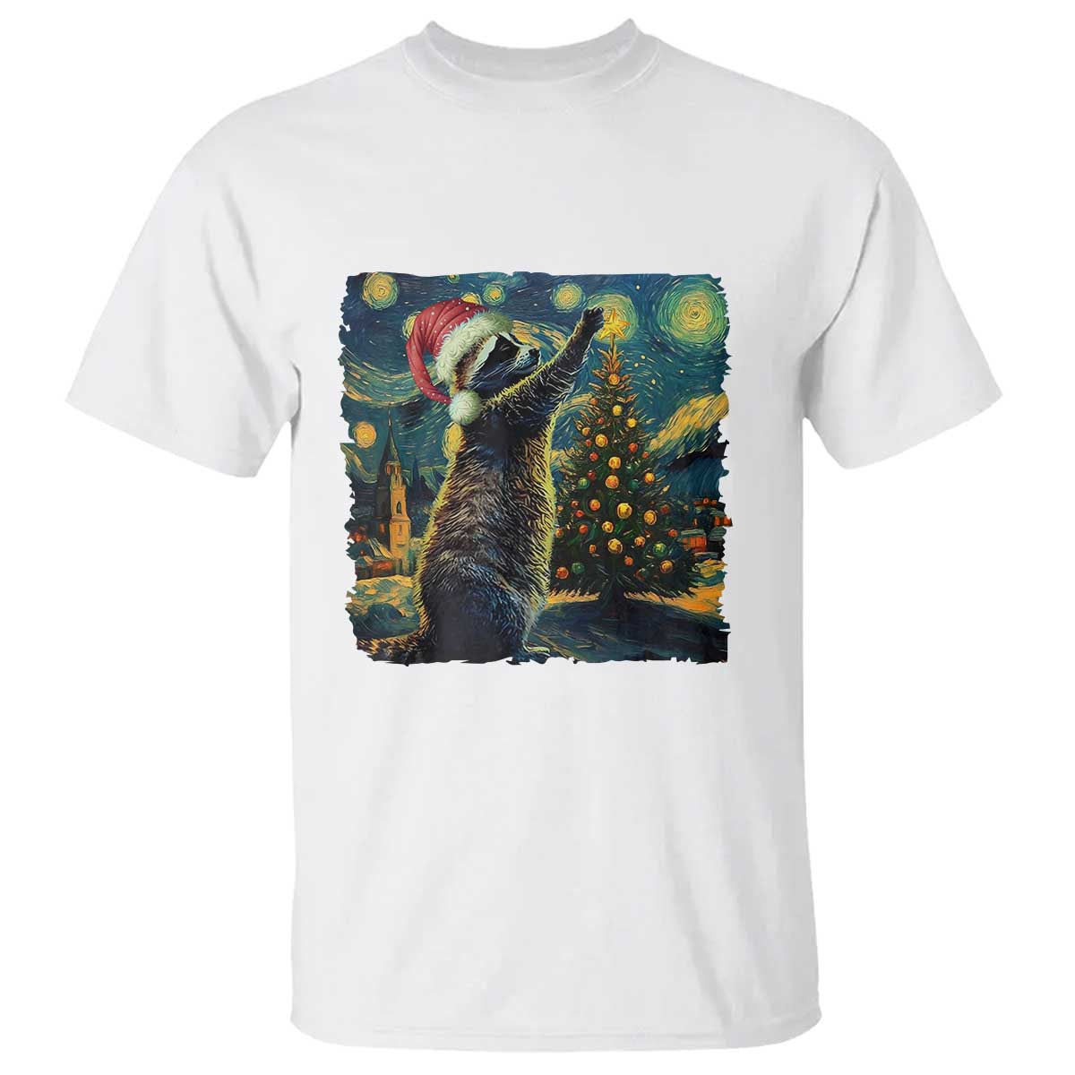 christmas-starry-night-raccoon-t-shirt
