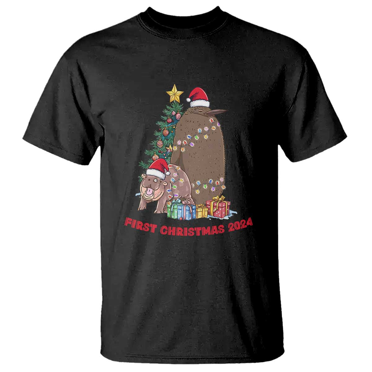 first-christmas-2024-moo-deng-pesto-t-shirt