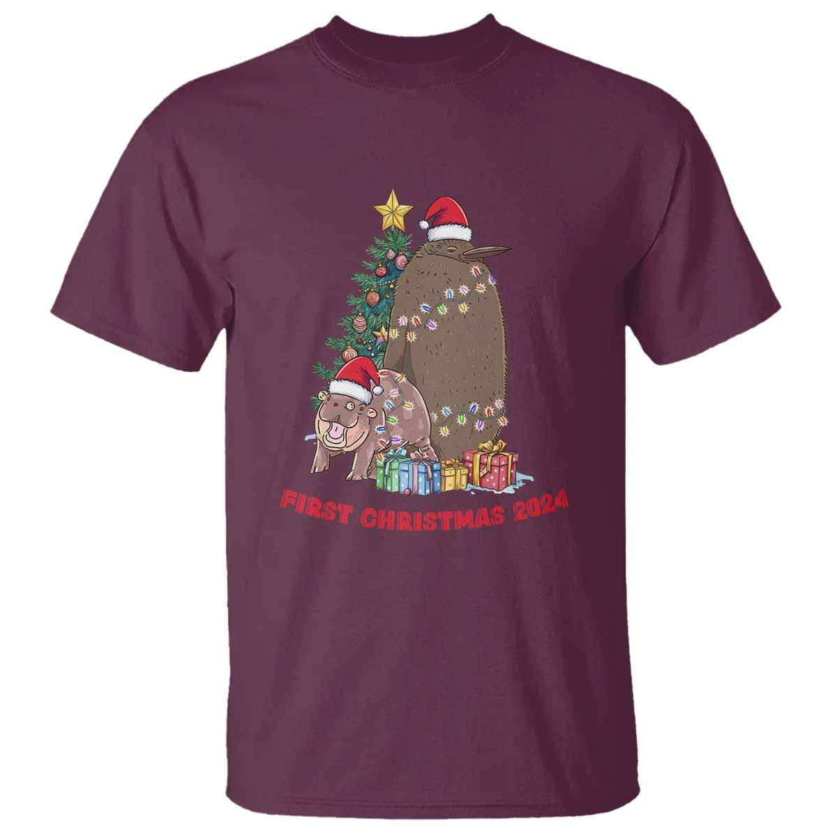 first-christmas-2024-moo-deng-pesto-t-shirt