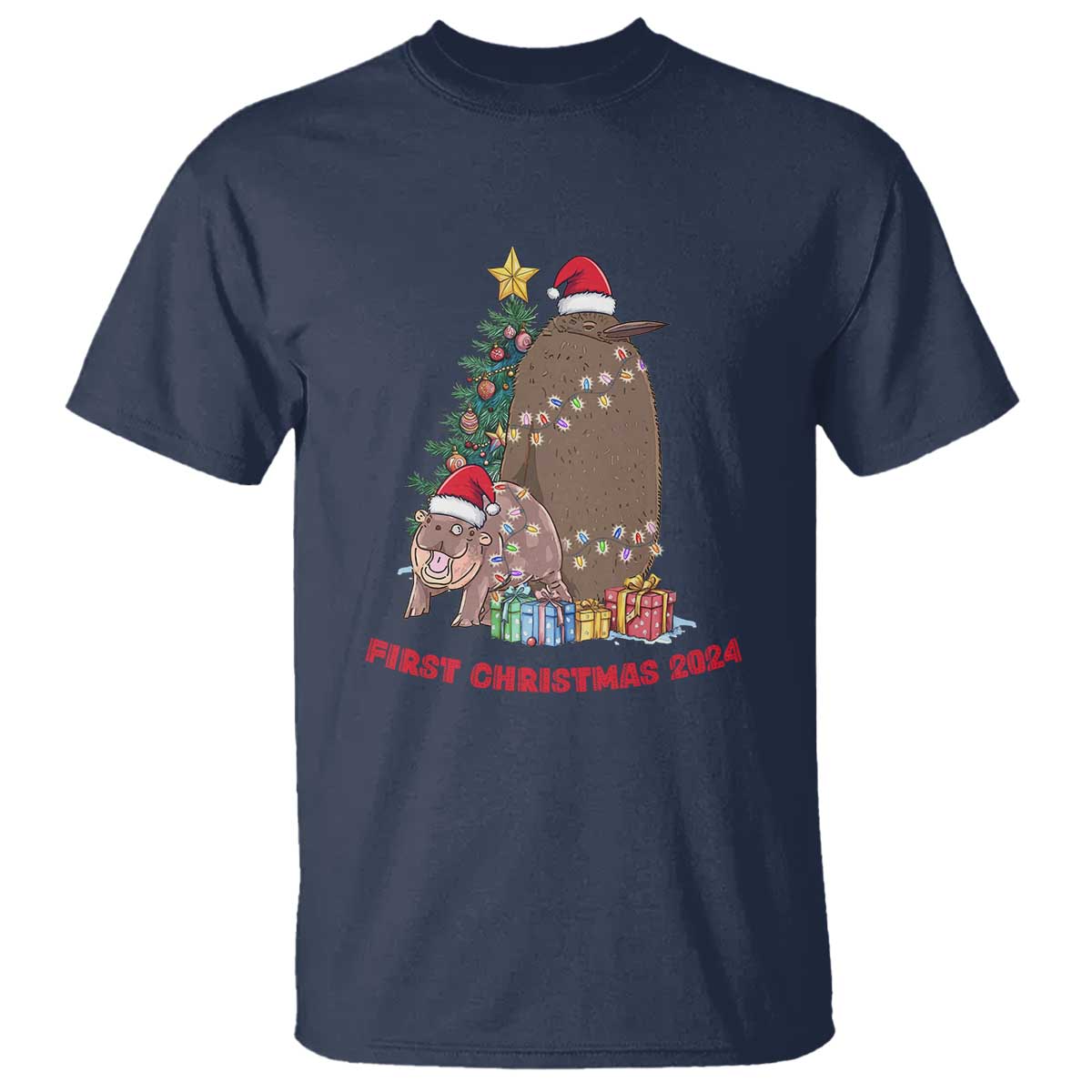 first-christmas-2024-moo-deng-pesto-t-shirt