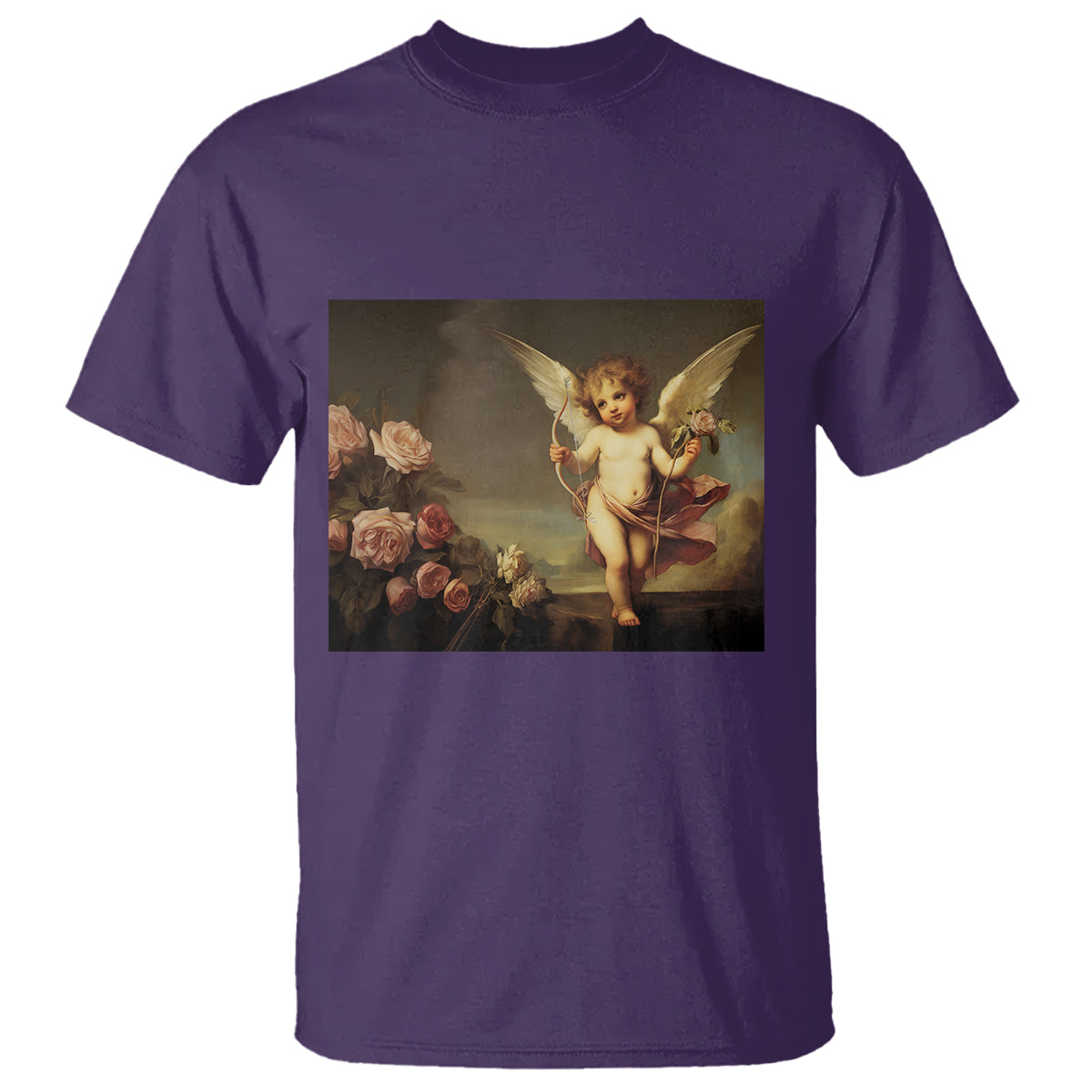 valentines-day-t-shirt-cupid-cherubs-art-valentine-angel-rose-garden-aesthetic