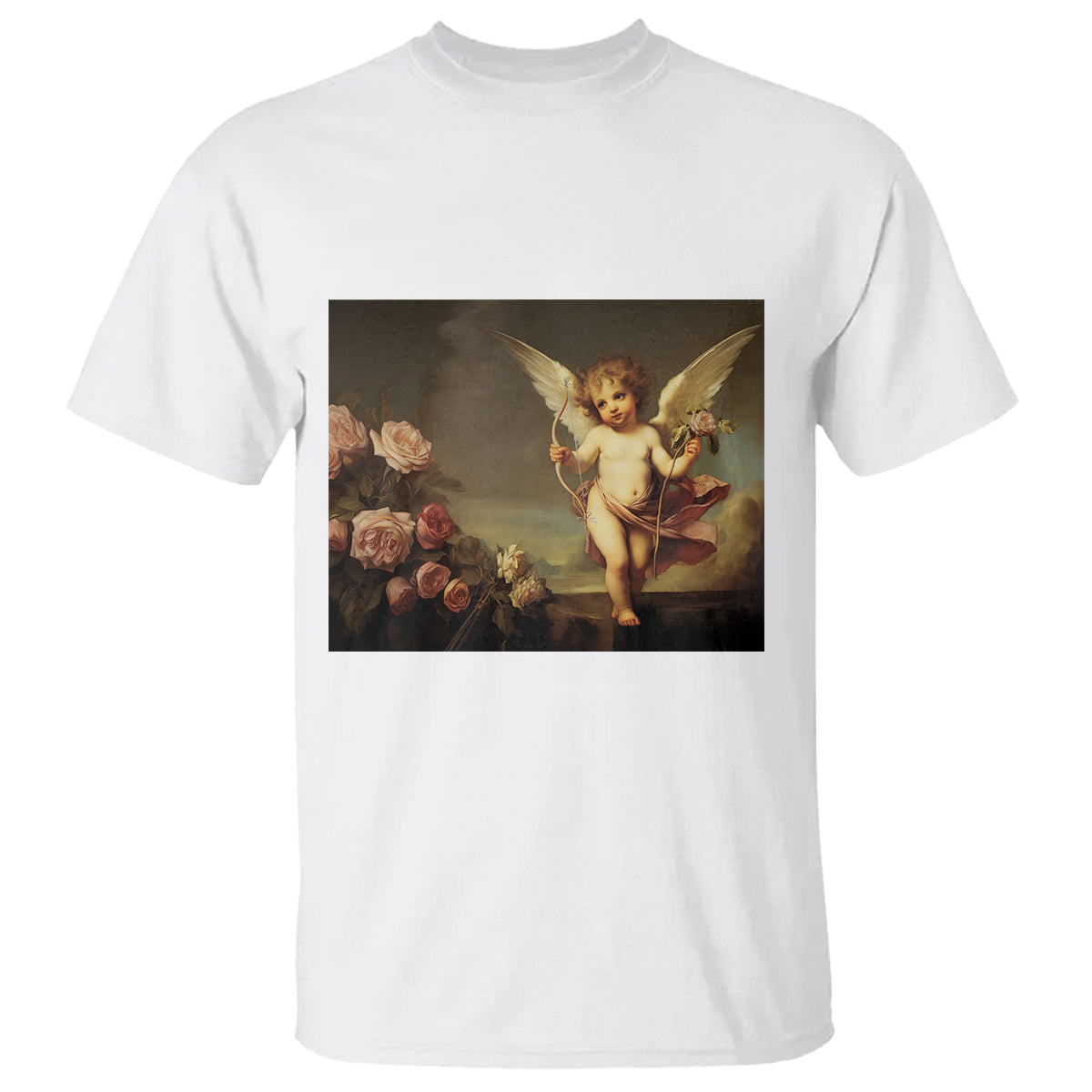 valentines-day-t-shirt-cupid-cherubs-art-valentine-angel-rose-garden-aesthetic