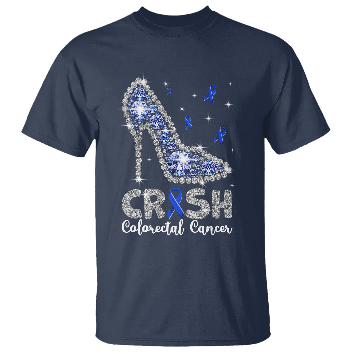 colorectal-cancer-awareness-t-shirt-crush-colon-colonscopy-blue-ribbon-high-heels