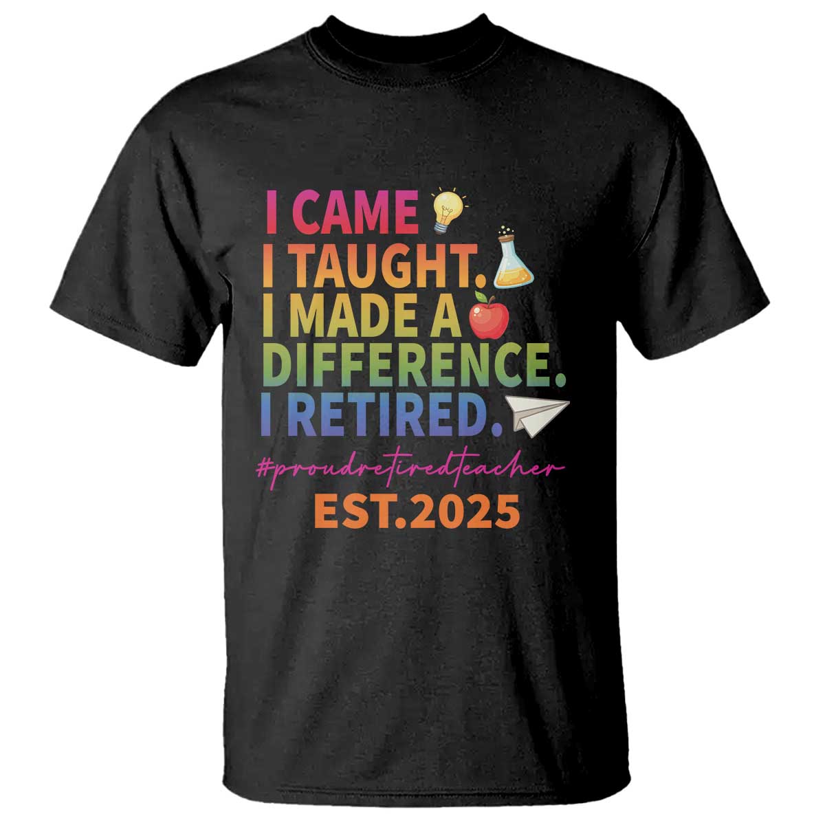 funny-teacher-retirement-2025-t-shirt-came-taught-made-difference-retired