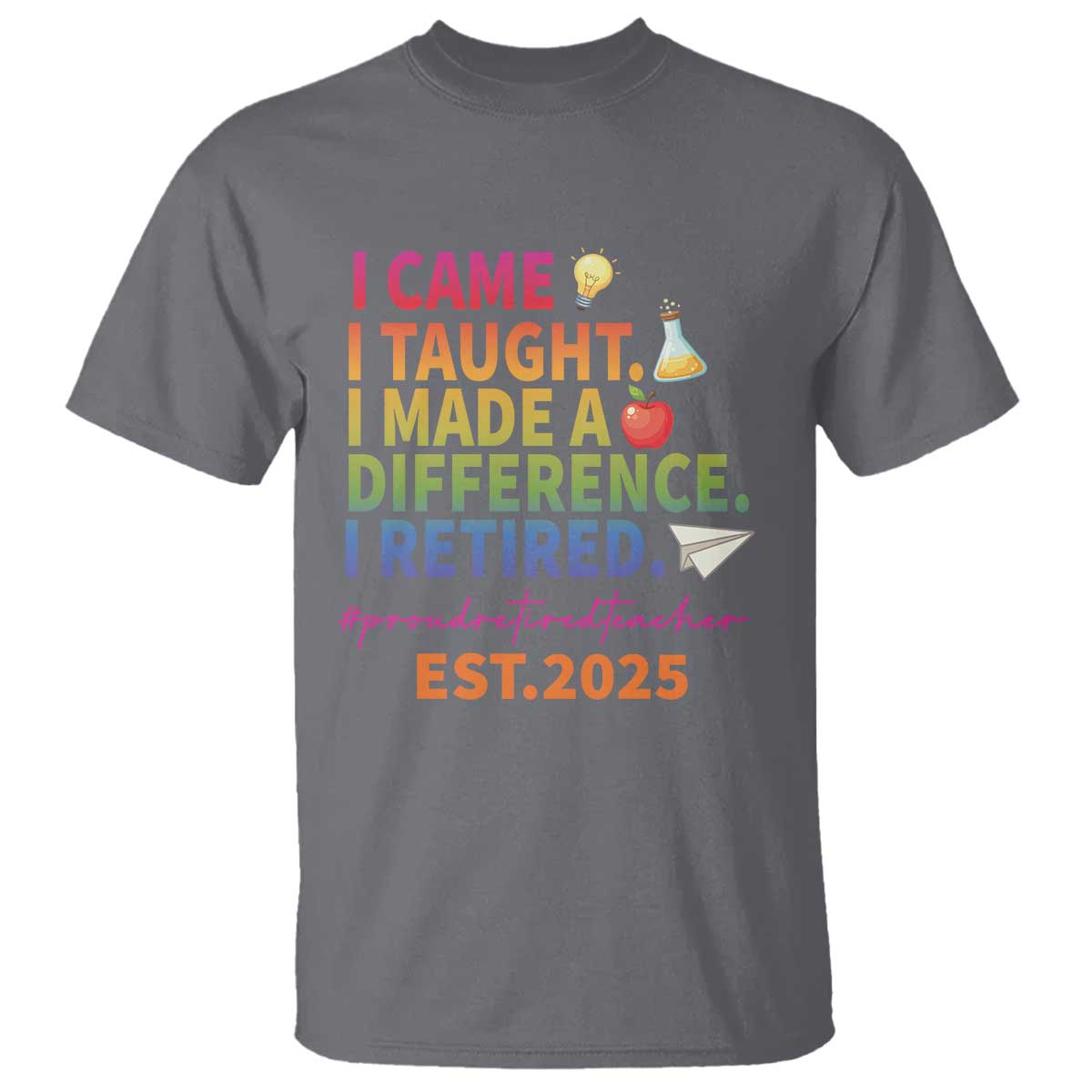 funny-teacher-retirement-2025-t-shirt-came-taught-made-difference-retired