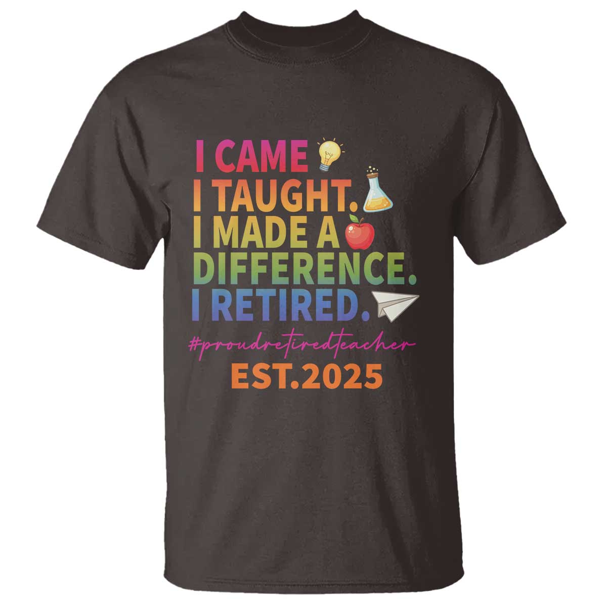 funny-teacher-retirement-2025-t-shirt-came-taught-made-difference-retired