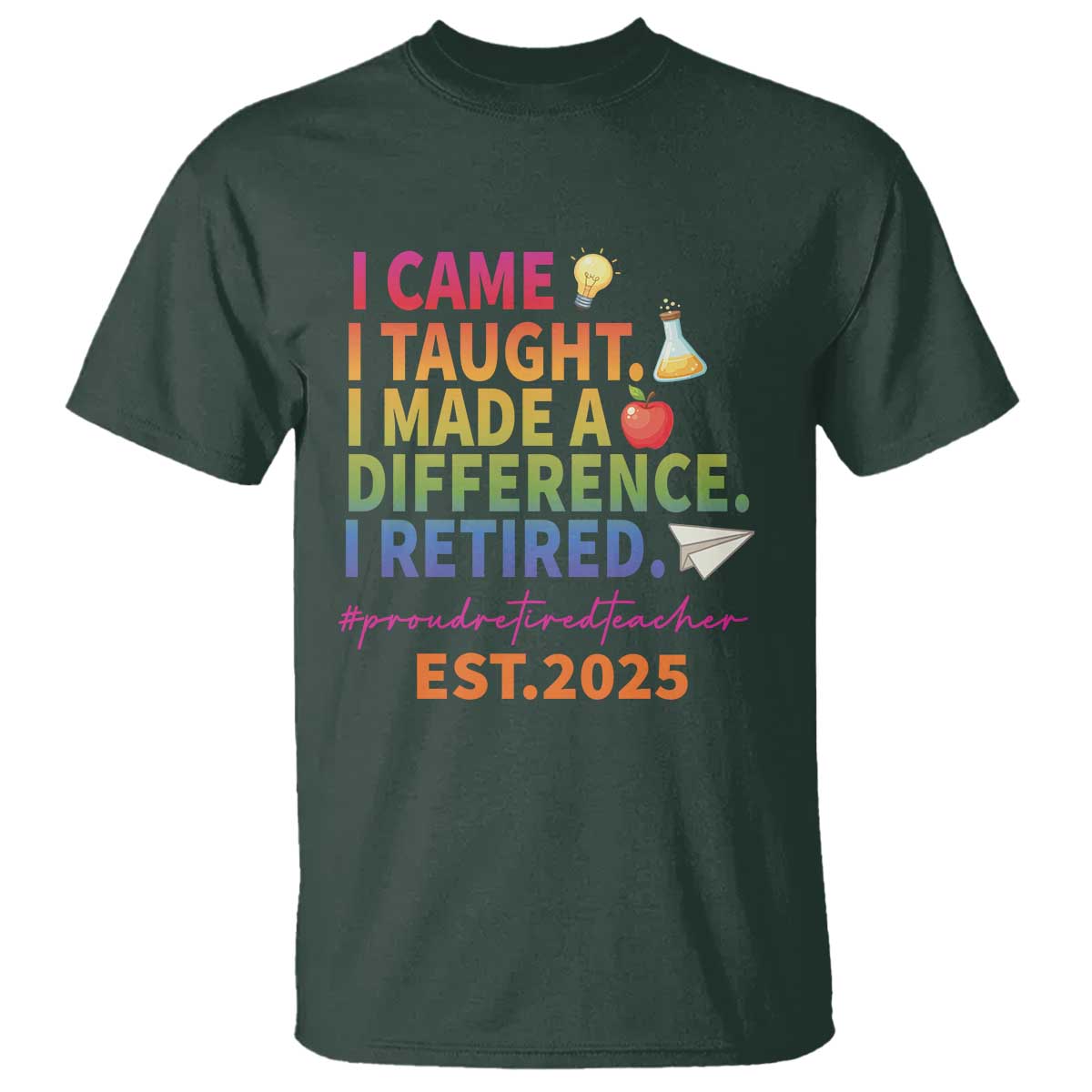 funny-teacher-retirement-2025-t-shirt-came-taught-made-difference-retired