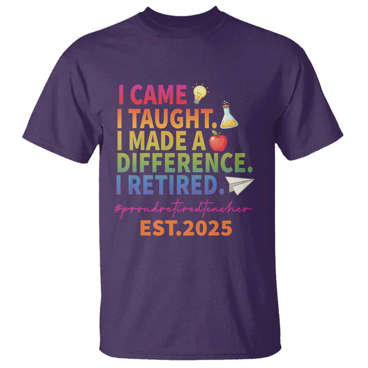 funny-teacher-retirement-2025-t-shirt-came-taught-made-difference-retired