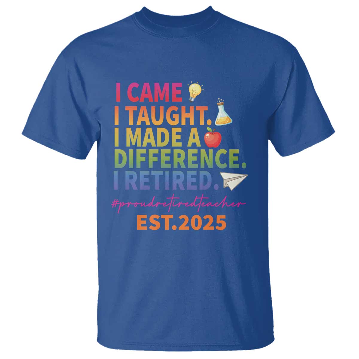 funny-teacher-retirement-2025-t-shirt-came-taught-made-difference-retired
