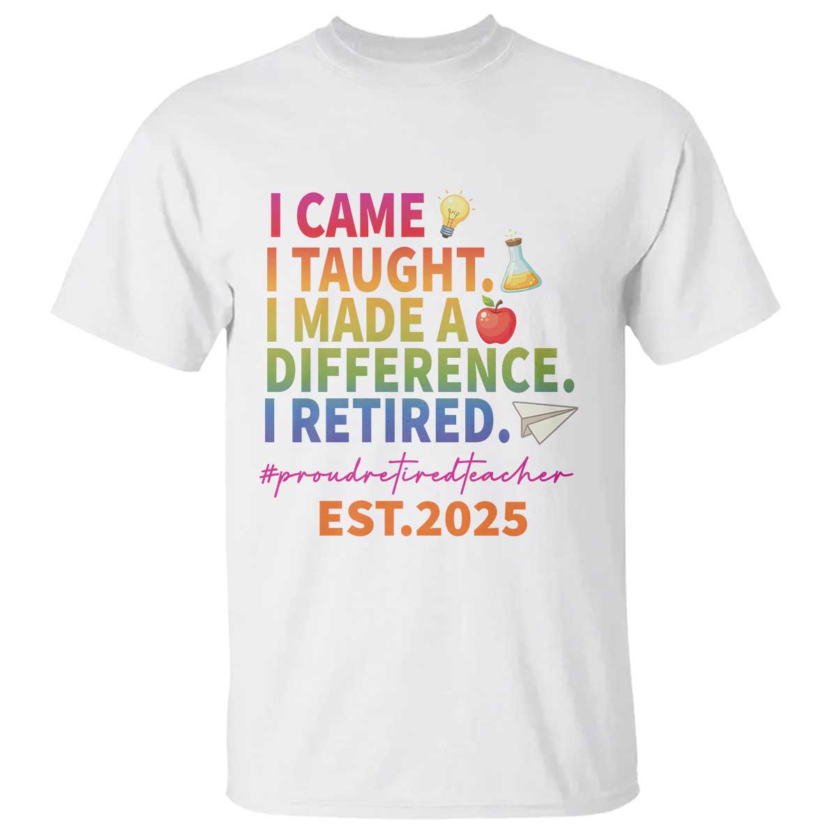 funny-teacher-retirement-2025-t-shirt-came-taught-made-difference-retired
