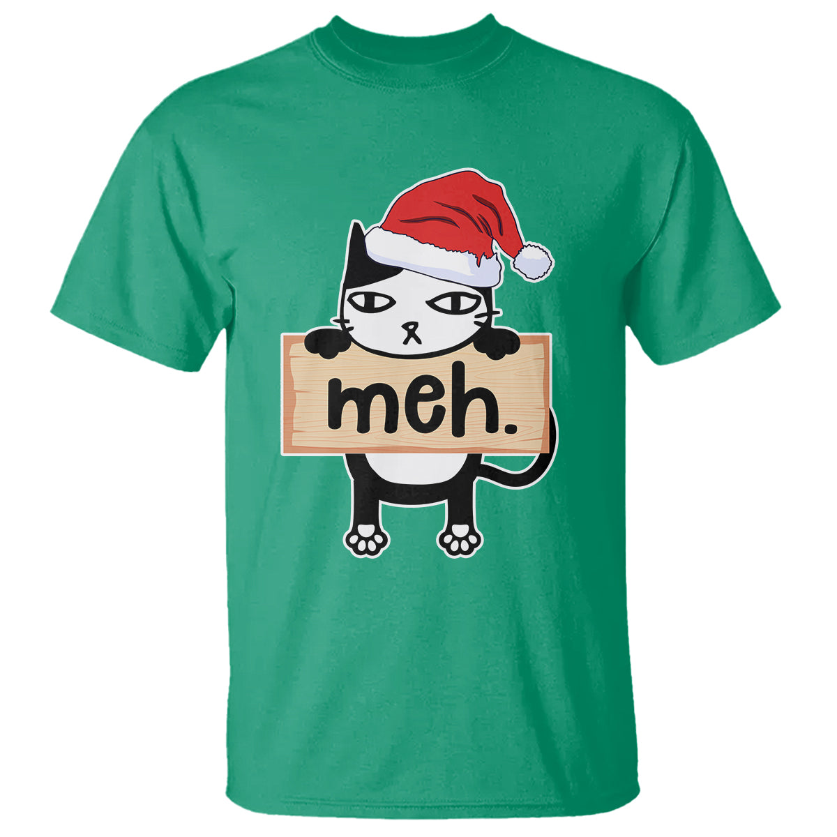 meh-black-cat-sarcastic-funny-christmas-t-shirt
