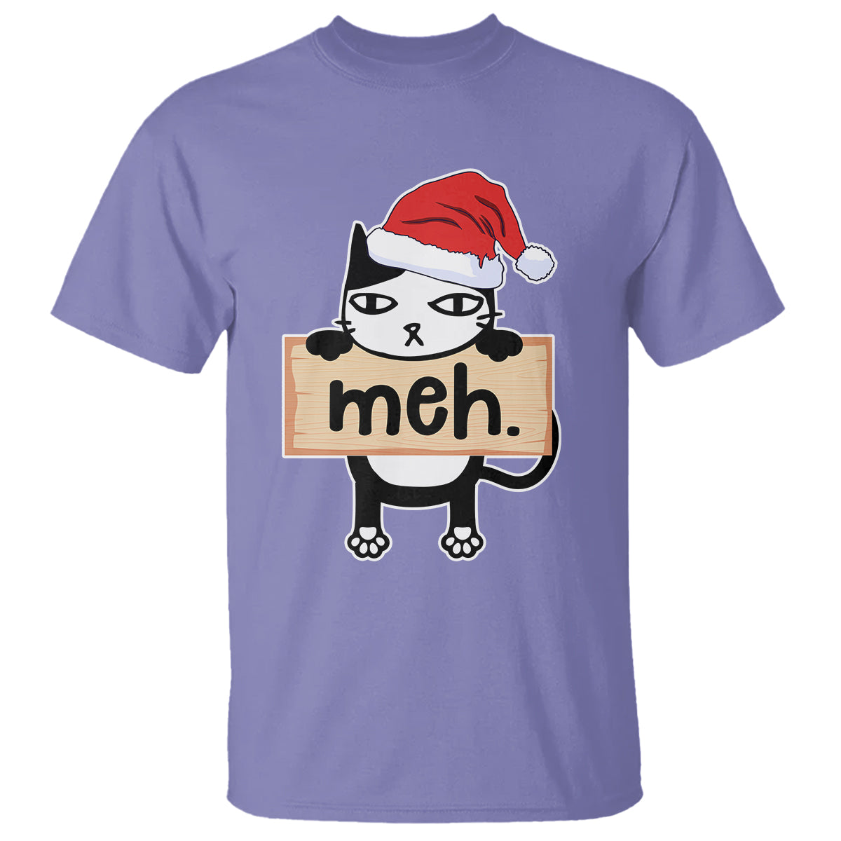 meh-black-cat-sarcastic-funny-christmas-t-shirt