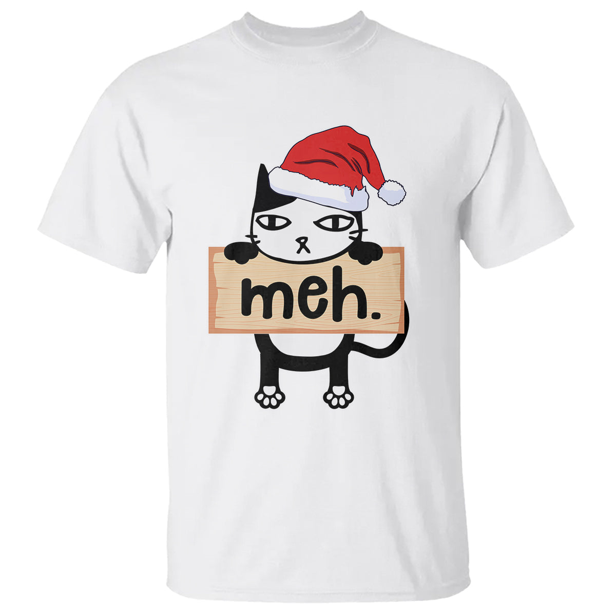 meh-black-cat-sarcastic-funny-christmas-t-shirt