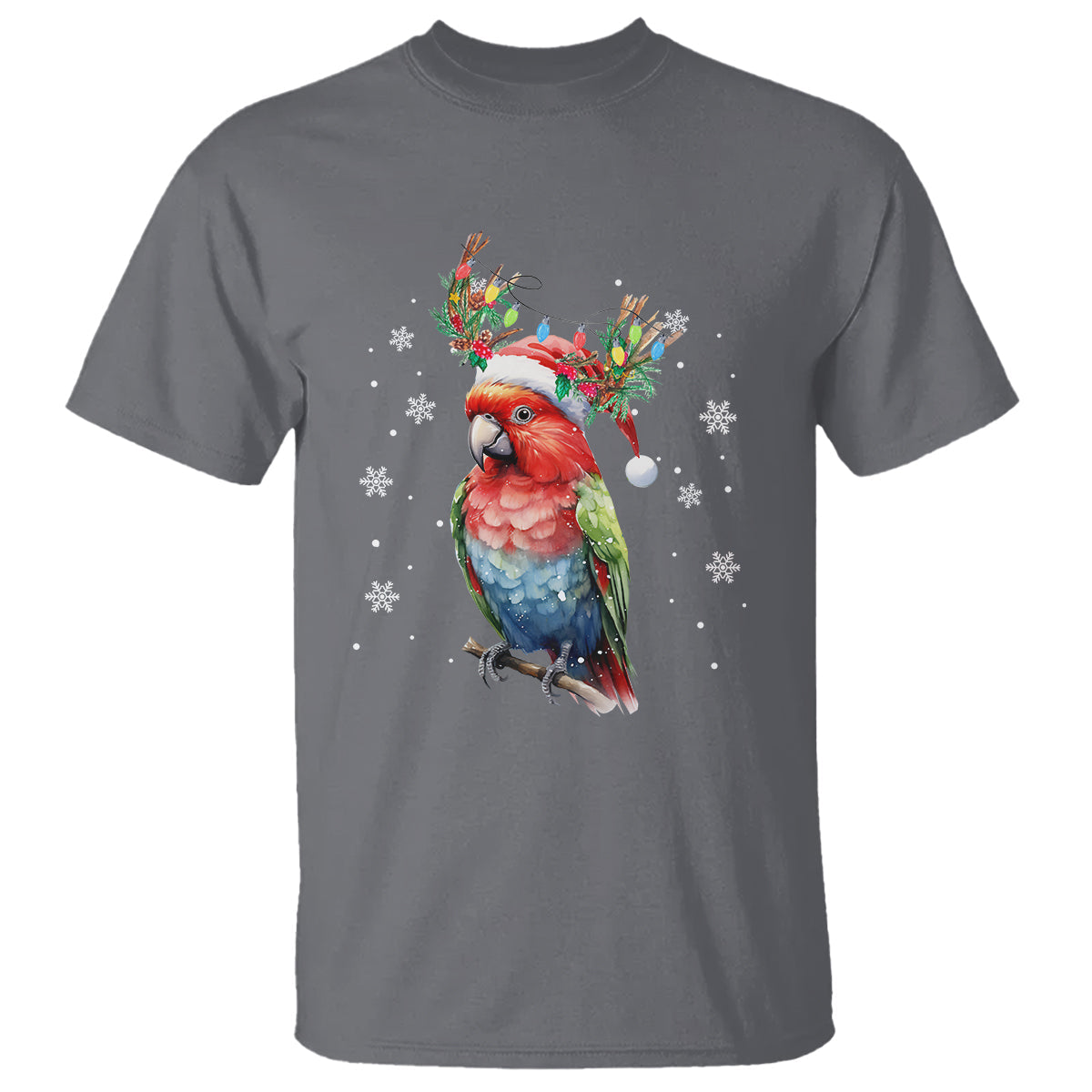 christmas-t-shirt-cute-parot-reindeer-santa-hat