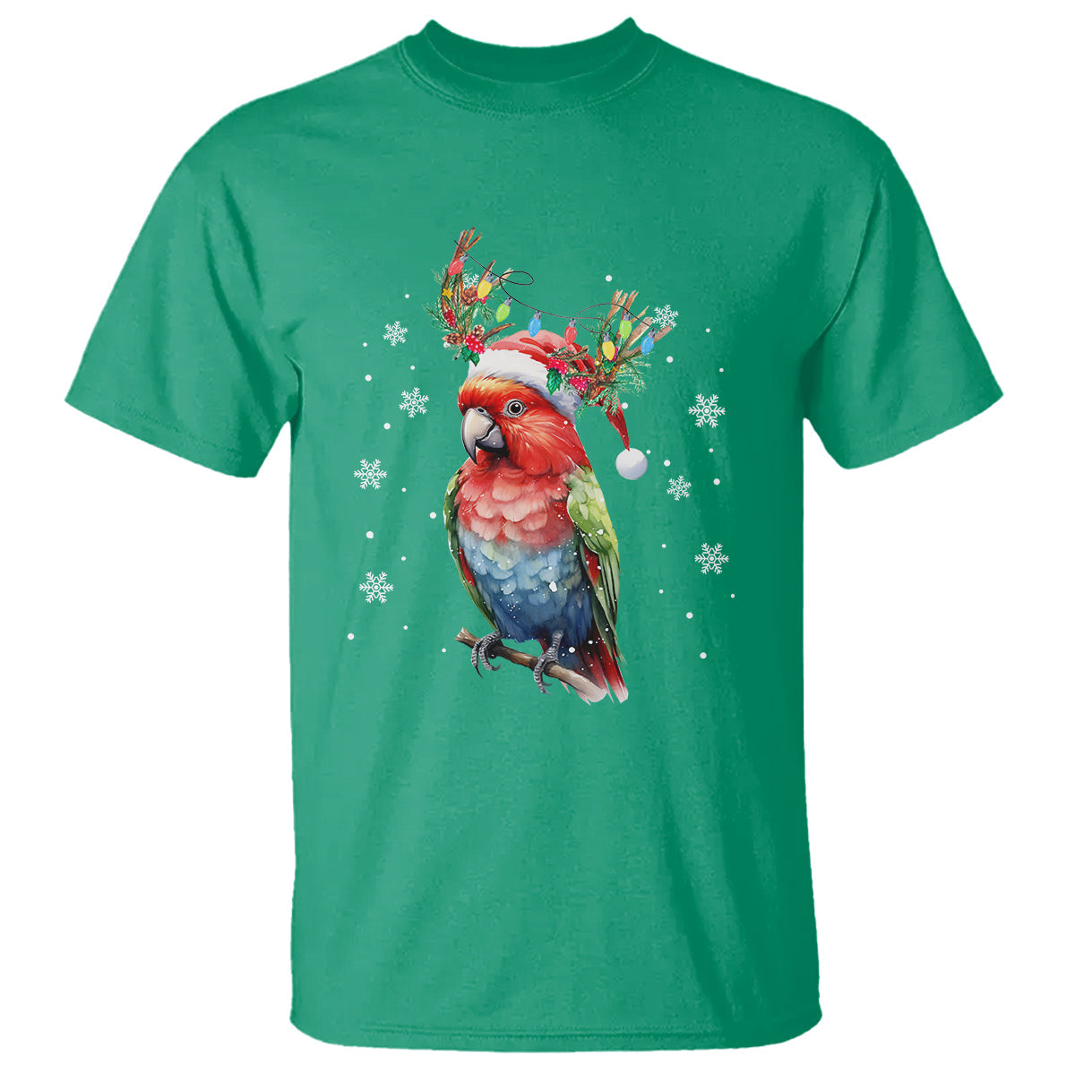 christmas-t-shirt-cute-parot-reindeer-santa-hat