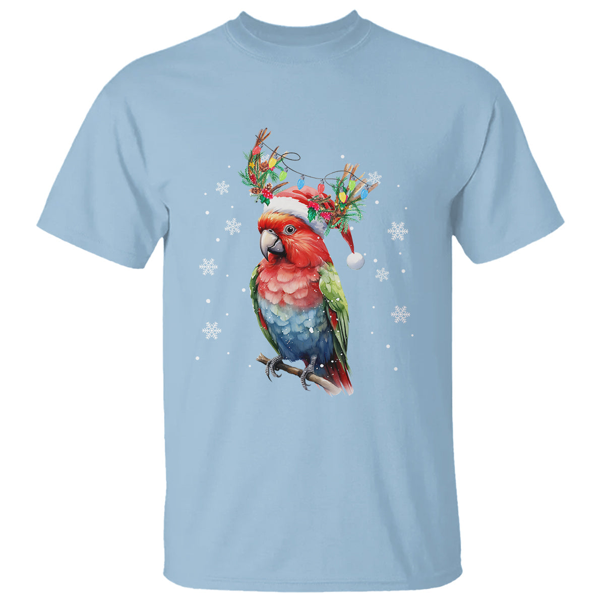 christmas-t-shirt-cute-parot-reindeer-santa-hat