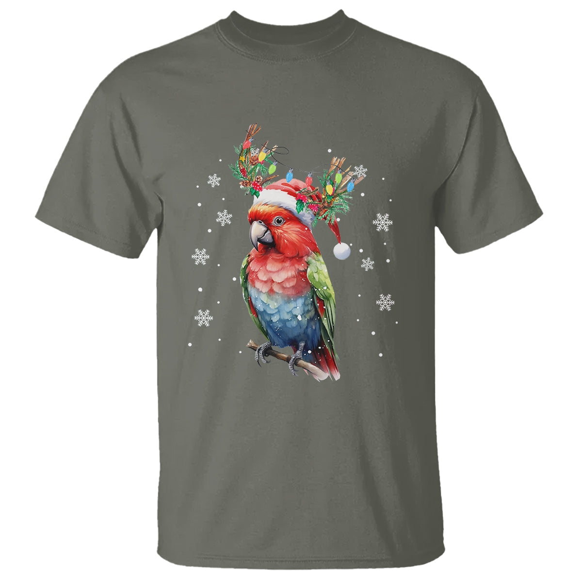 christmas-t-shirt-cute-parot-reindeer-santa-hat