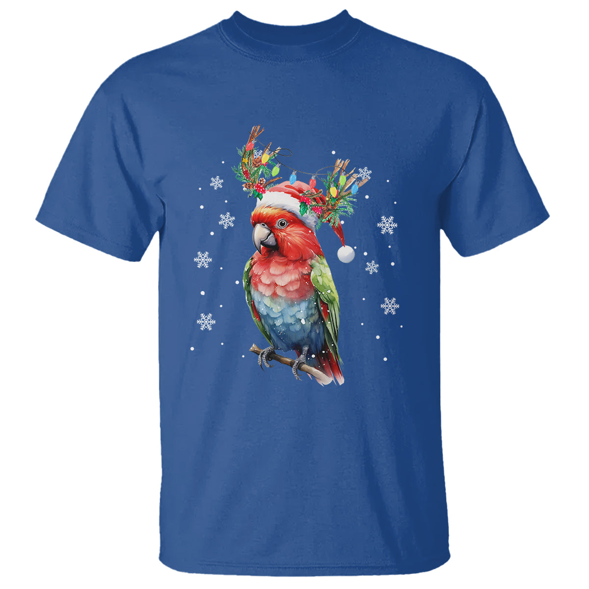 christmas-t-shirt-cute-parot-reindeer-santa-hat