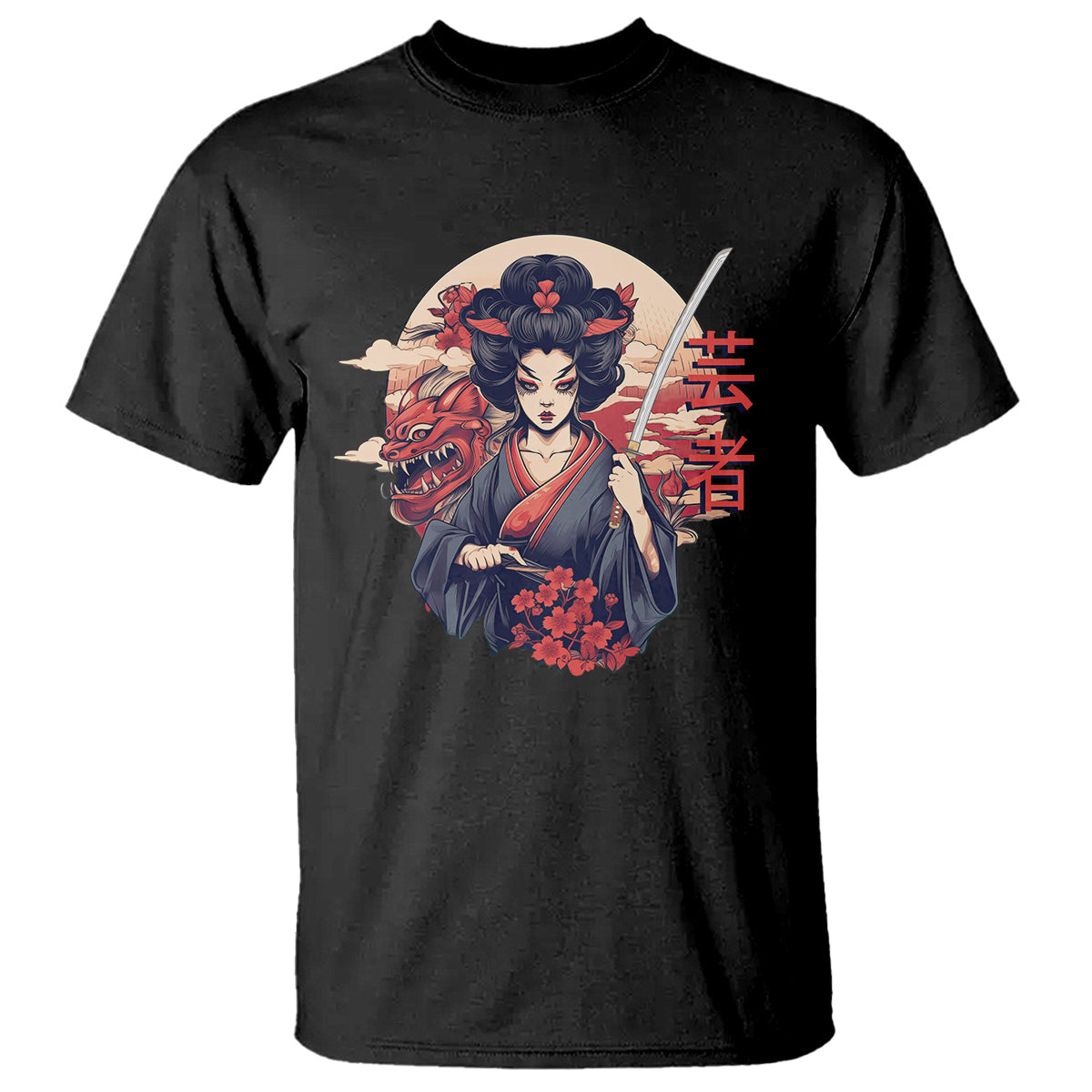 japanese-samurai-t-shirt-floral-warrior-geisha-woman-tokyo-anime-1