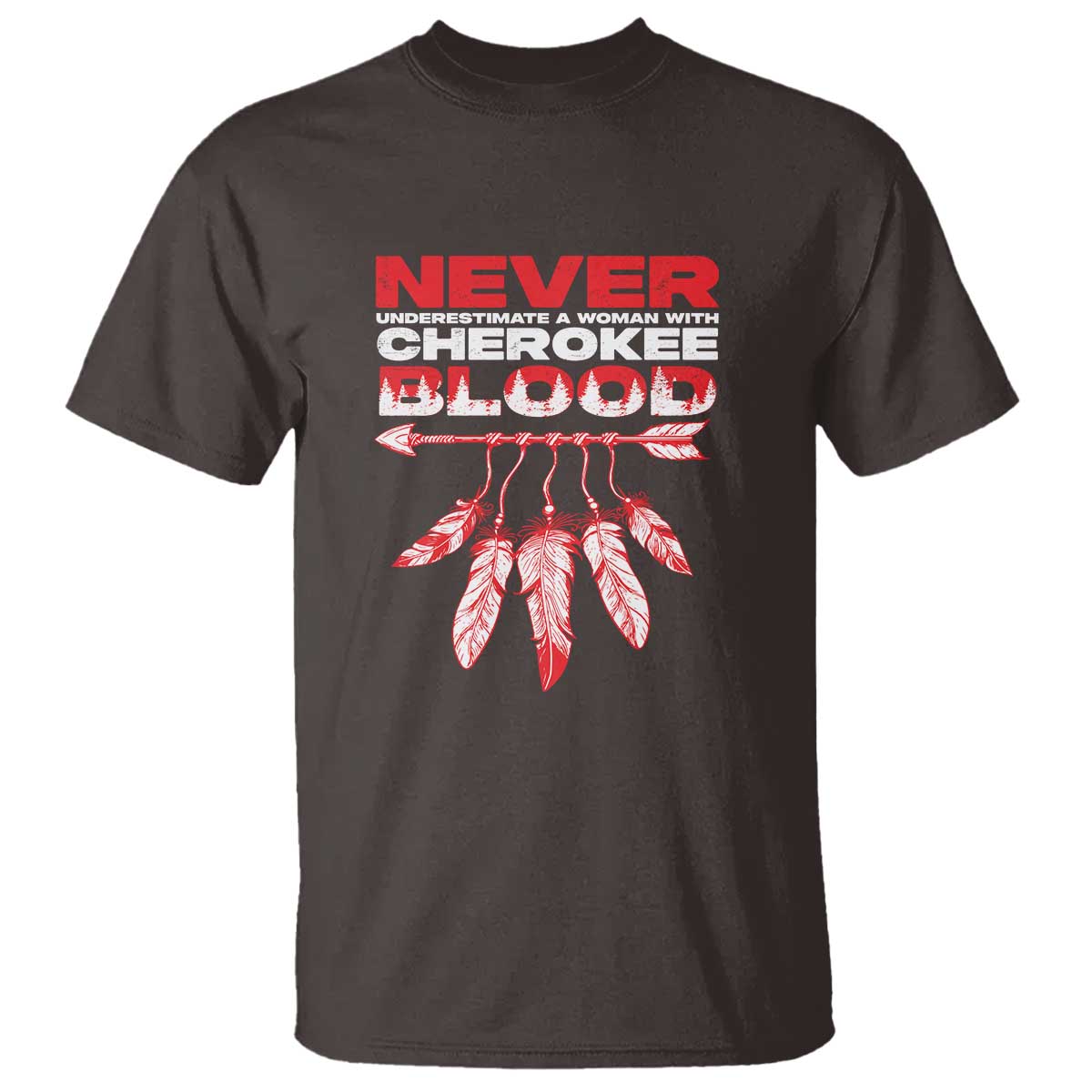 never-underestimate-a-woman-with-cherokee-blood-t-shirt