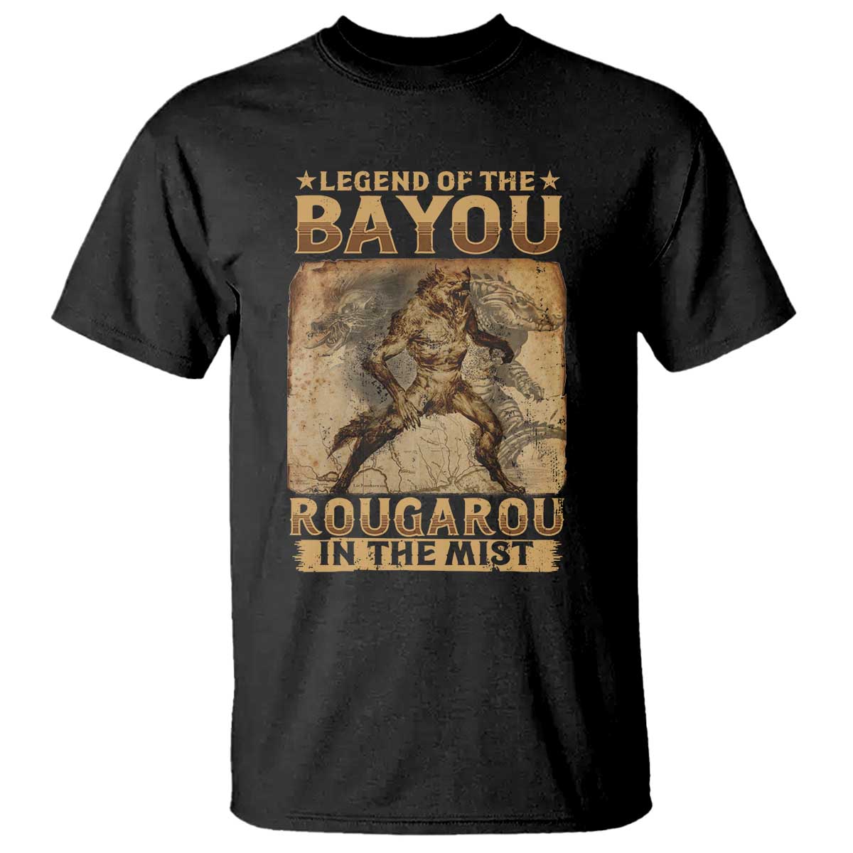 louisiana-cryptid-rougarou-t-shirt-legend-of-the-bayou-rougarou-in-the-mist