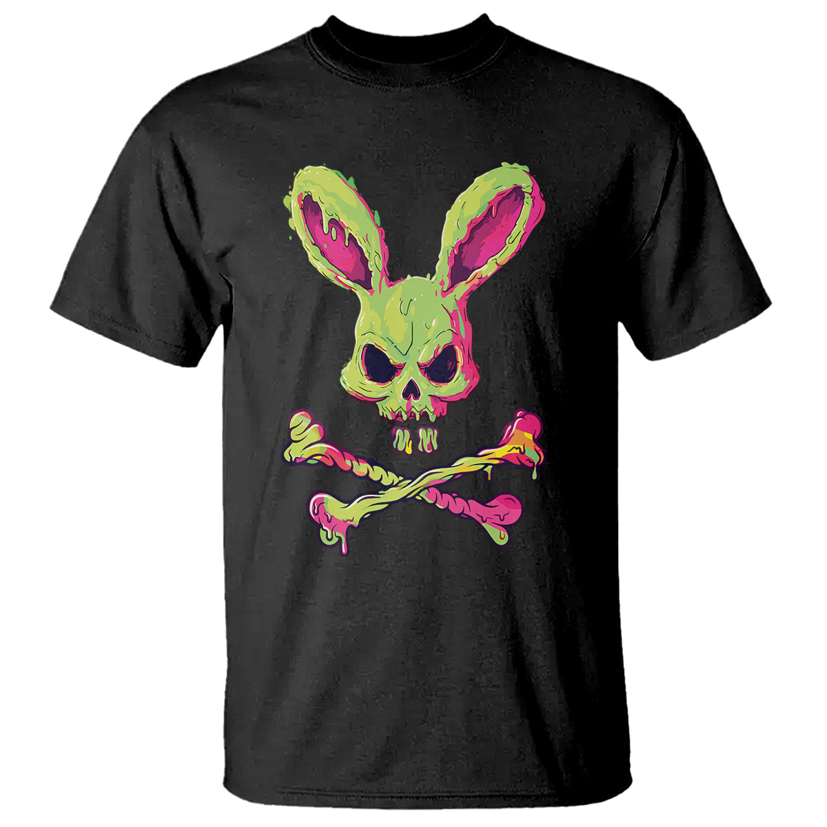 easter-day-t-shirt-bunny-skull-cross-bone-melting