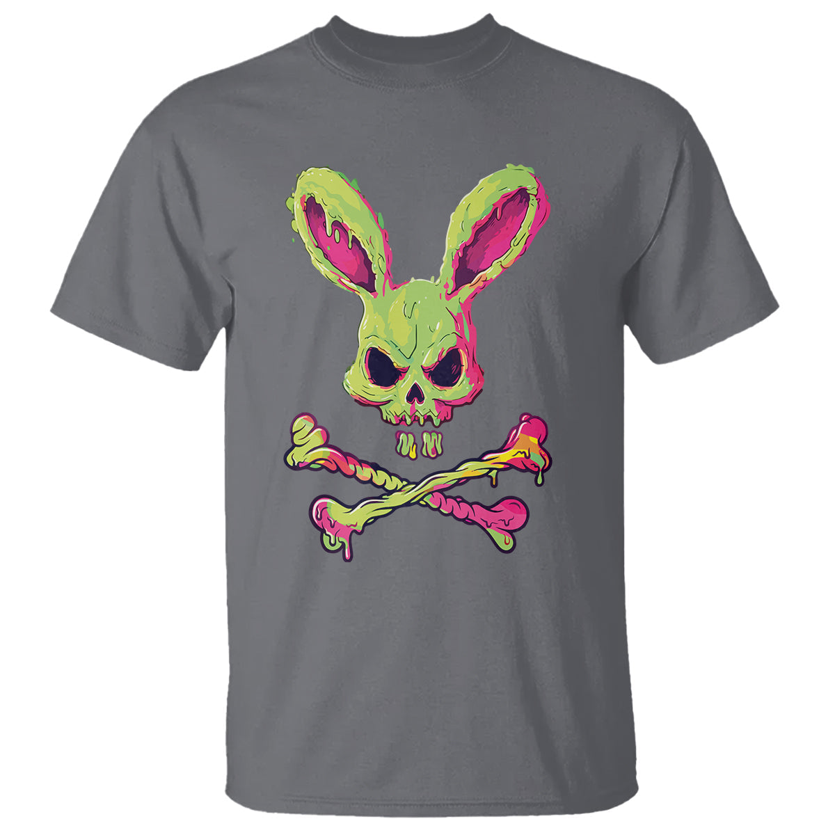 easter-day-t-shirt-bunny-skull-cross-bone-melting