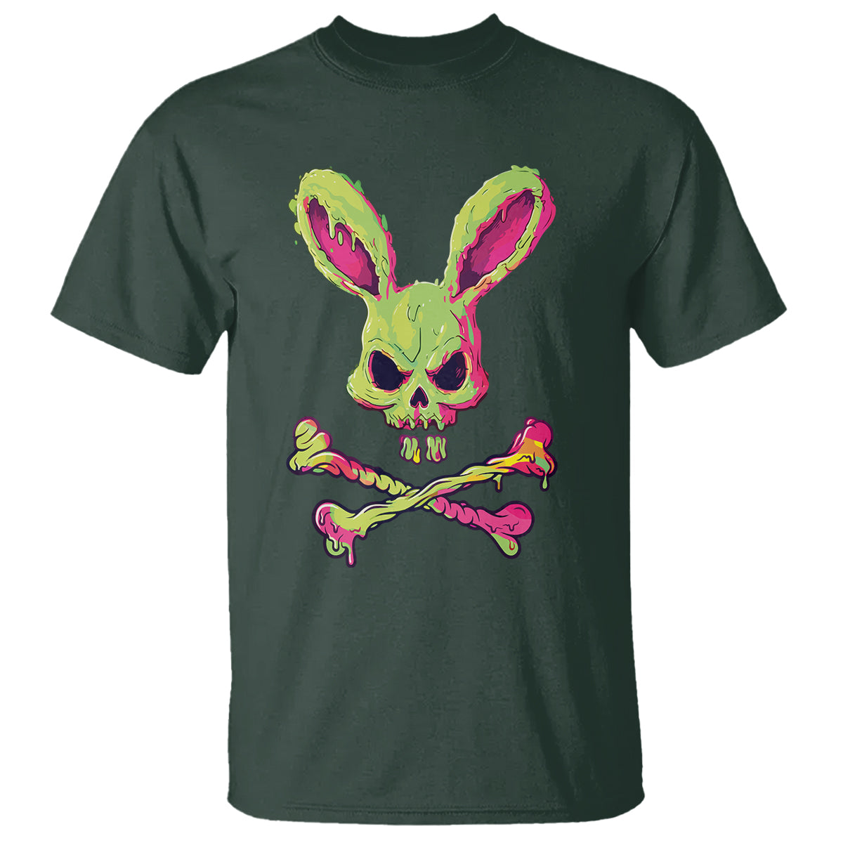 easter-day-t-shirt-bunny-skull-cross-bone-melting