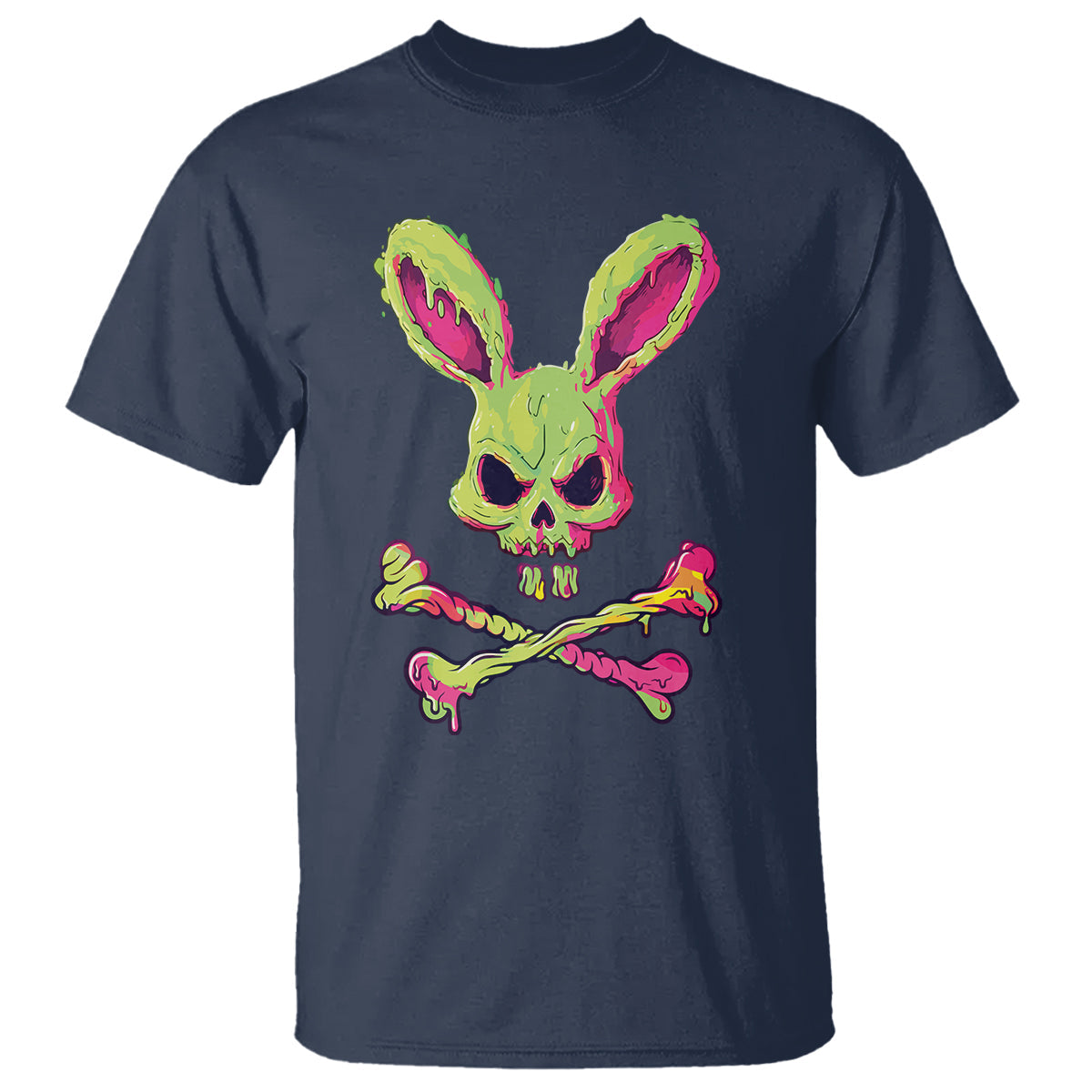 easter-day-t-shirt-bunny-skull-cross-bone-melting