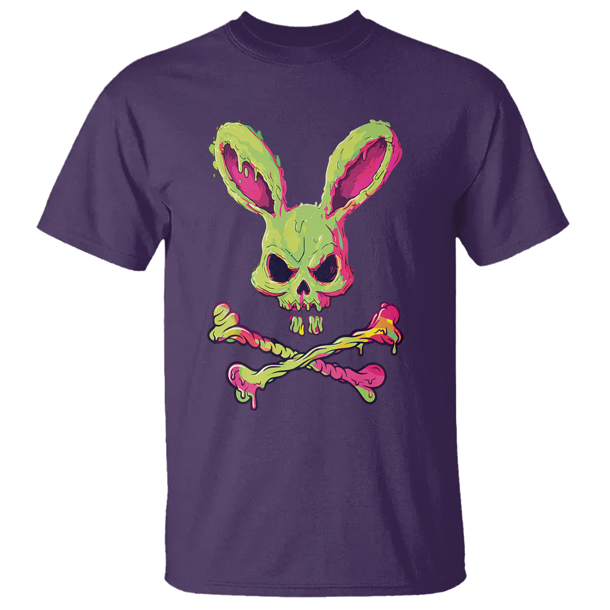 easter-day-t-shirt-bunny-skull-cross-bone-melting