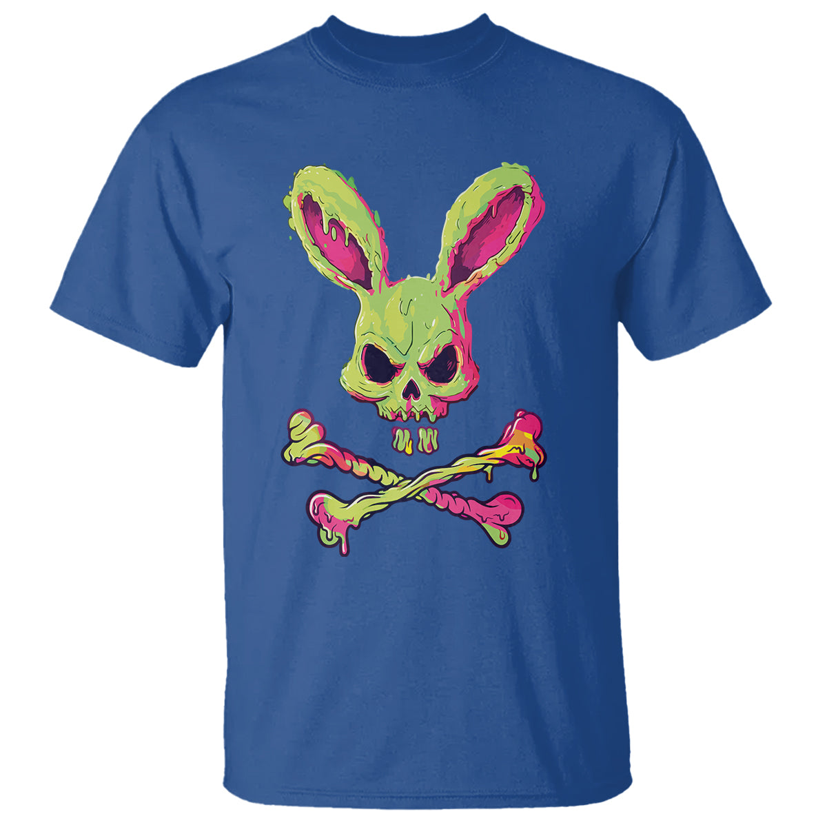 easter-day-t-shirt-bunny-skull-cross-bone-melting