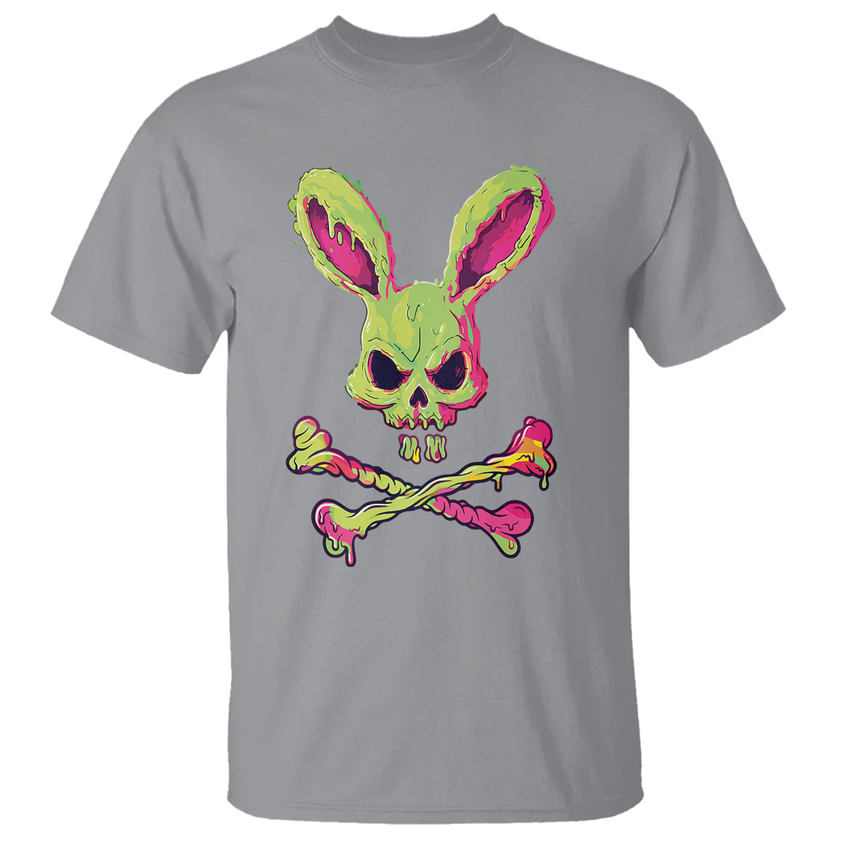 easter-day-t-shirt-bunny-skull-cross-bone-melting