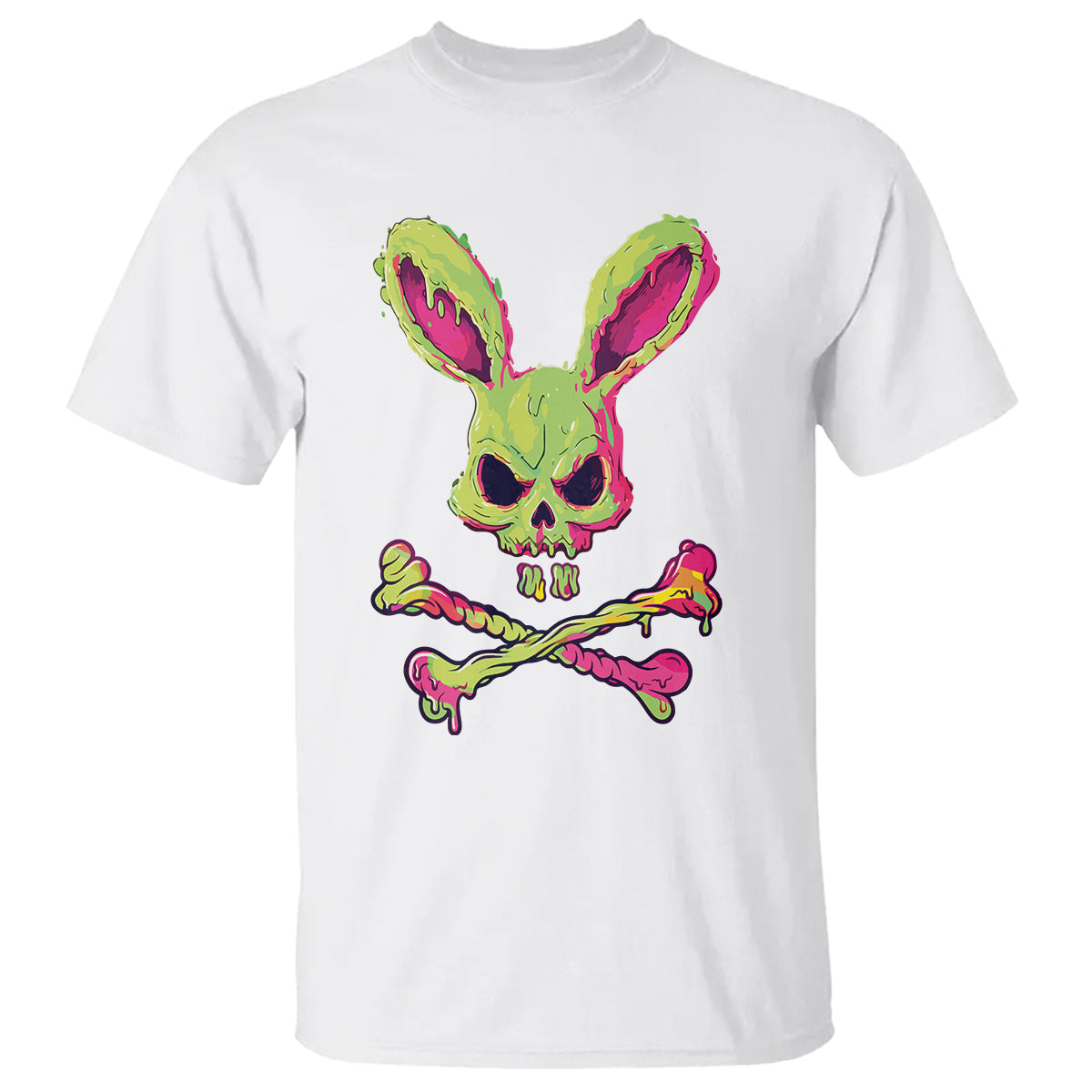 easter-day-t-shirt-bunny-skull-cross-bone-melting