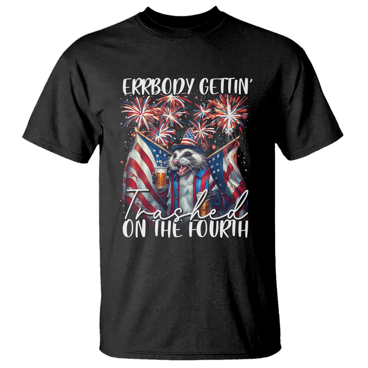 funny-4th-of-july-drinking-t-shirt-everybody-gettin-trashed-on-the-fourth-american-opossum-patriotic-party