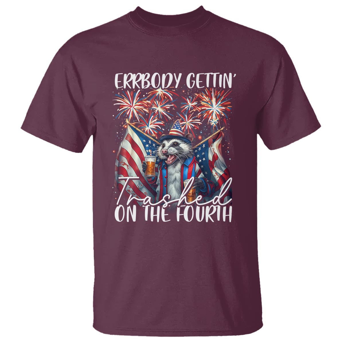 funny-4th-of-july-drinking-t-shirt-everybody-gettin-trashed-on-the-fourth-american-opossum-patriotic-party