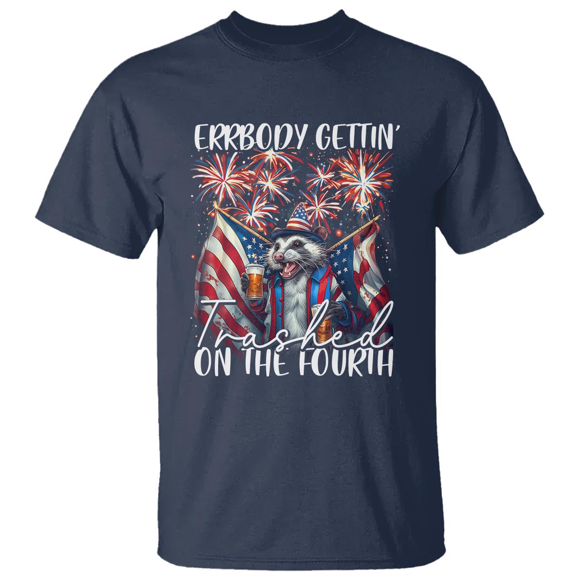 funny-4th-of-july-drinking-t-shirt-everybody-gettin-trashed-on-the-fourth-american-opossum-patriotic-party