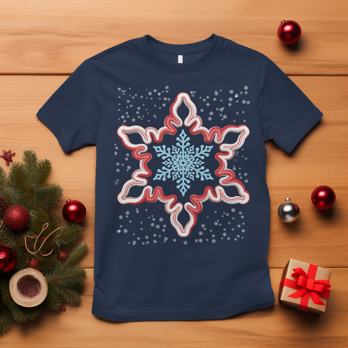 snowflake-candy-cane-snow-christmas-pajamas-t-shirt