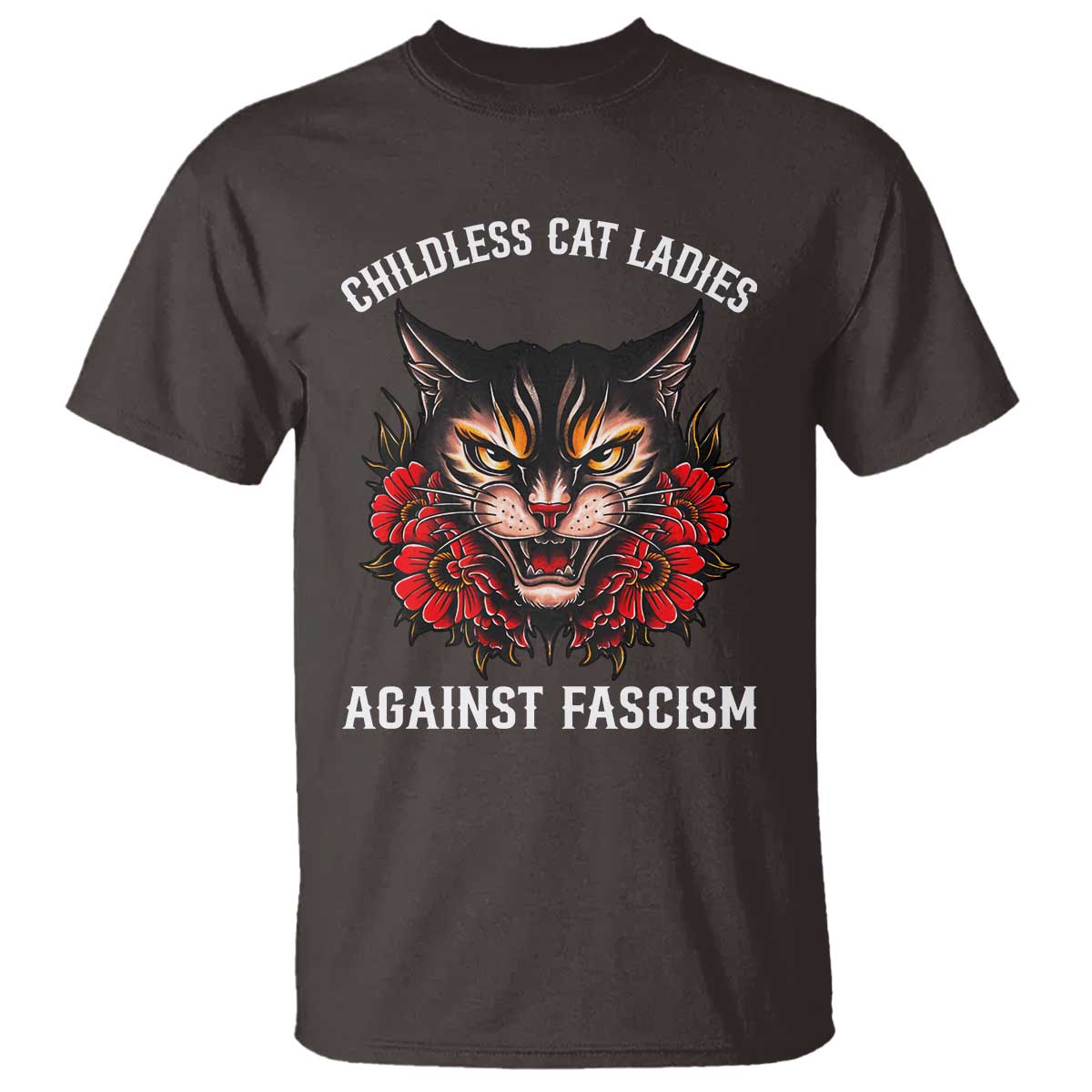 childless-cat-ladies-t-shirt-against-fascism-traditional-tattoo-cat