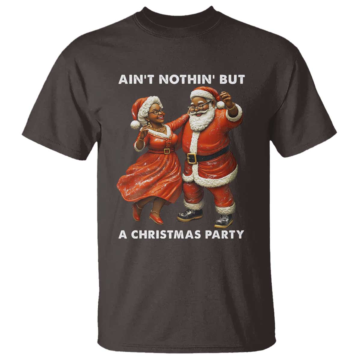 african-american-christmas-t-shirt-aint-nothin-but-a-christmas-party-mr-mrs-claus-dancing