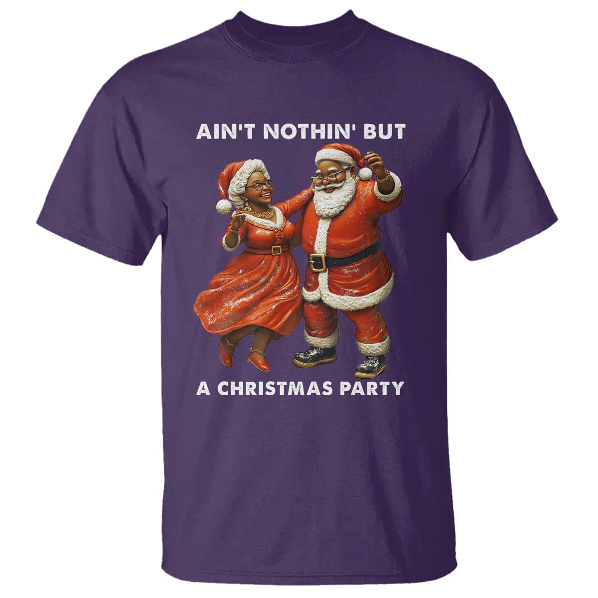 african-american-christmas-t-shirt-aint-nothin-but-a-christmas-party-mr-mrs-claus-dancing