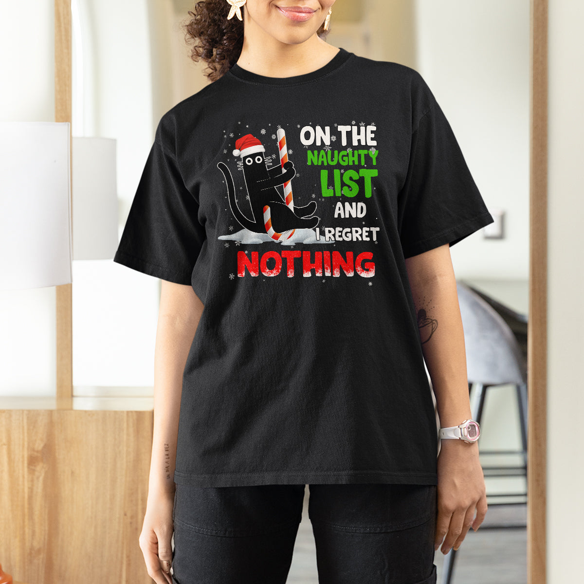 on-the-naughty-list-and-i-regret-nothing-funny-cat-lover-t-shirt