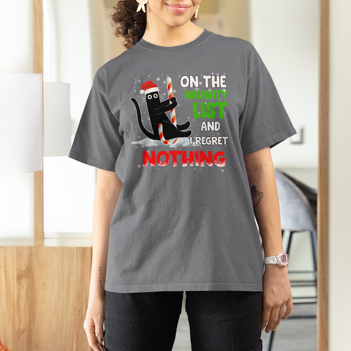 on-the-naughty-list-and-i-regret-nothing-funny-cat-lover-t-shirt