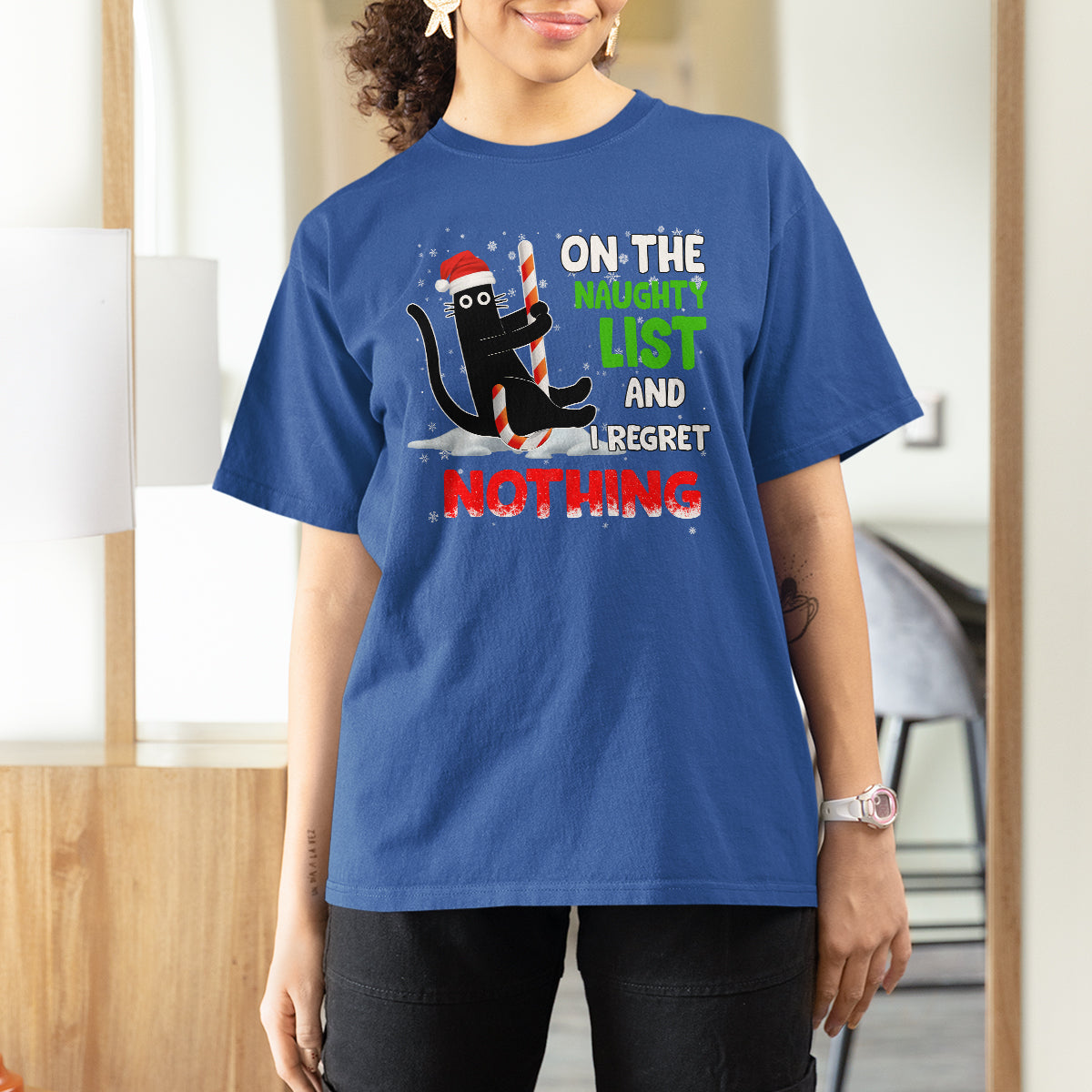 on-the-naughty-list-and-i-regret-nothing-funny-cat-lover-t-shirt