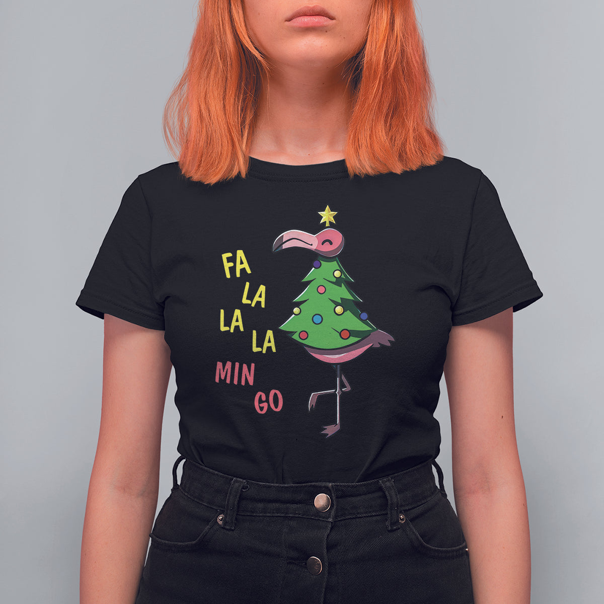 fa-la-la-mingo-flamingo-hawaiian-christmas-tree-t-shirt