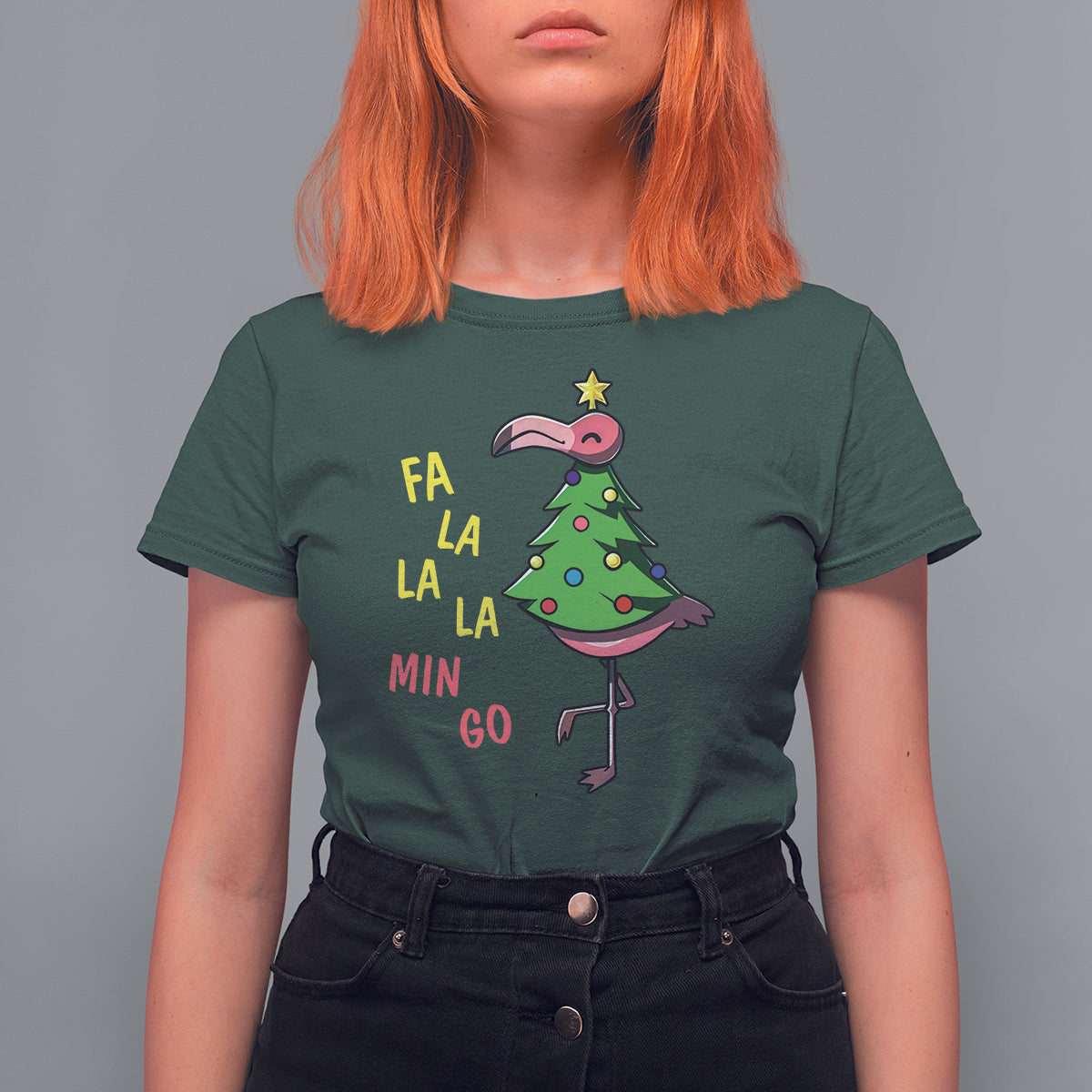 fa-la-la-mingo-flamingo-hawaiian-christmas-tree-t-shirt