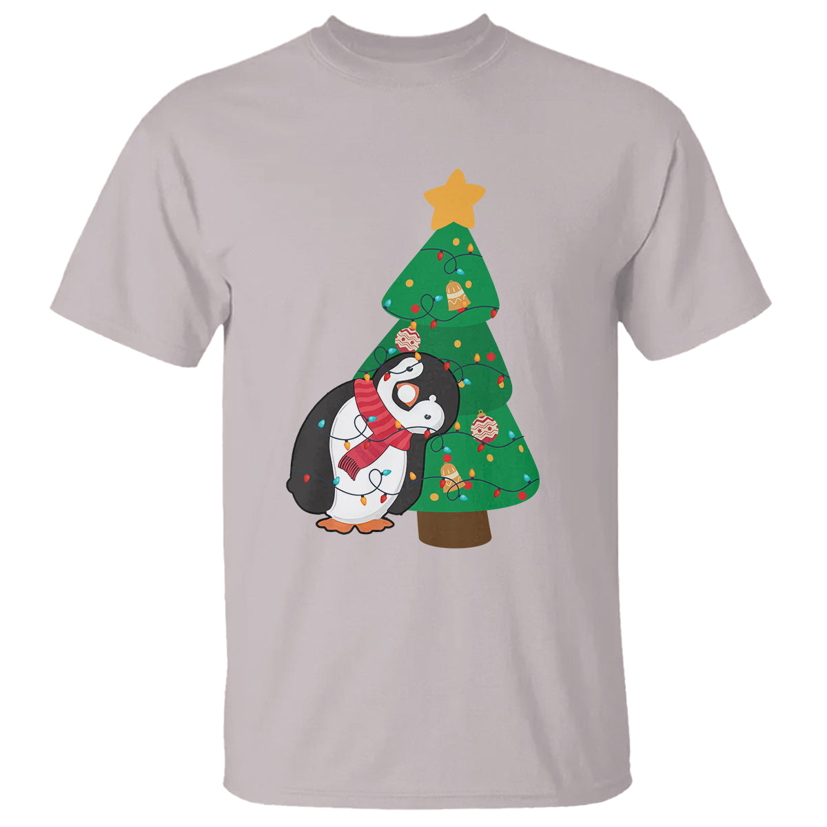 funny-penguin-with-christmas-tree-tangled-xmas-light-t-shirt