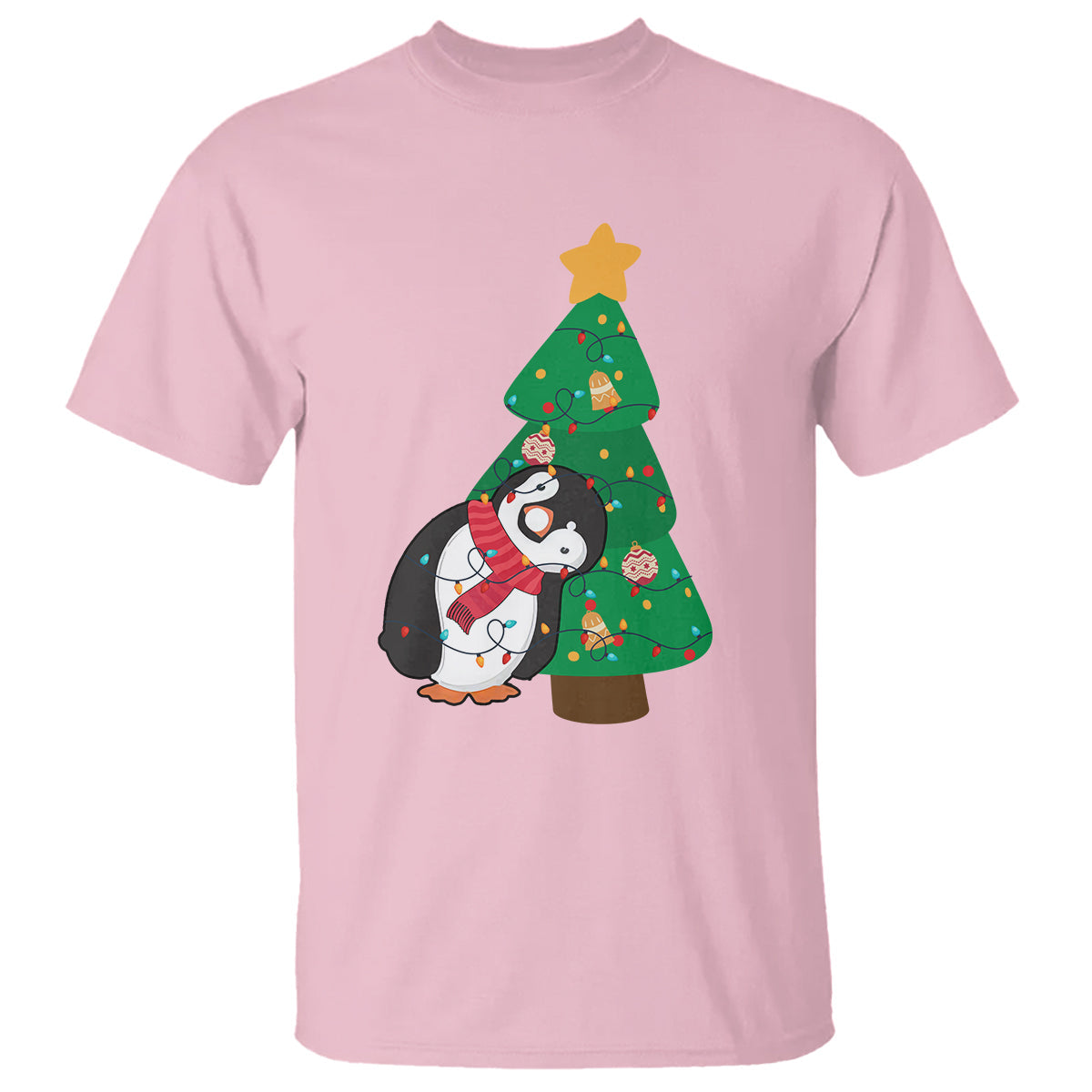 funny-penguin-with-christmas-tree-tangled-xmas-light-t-shirt