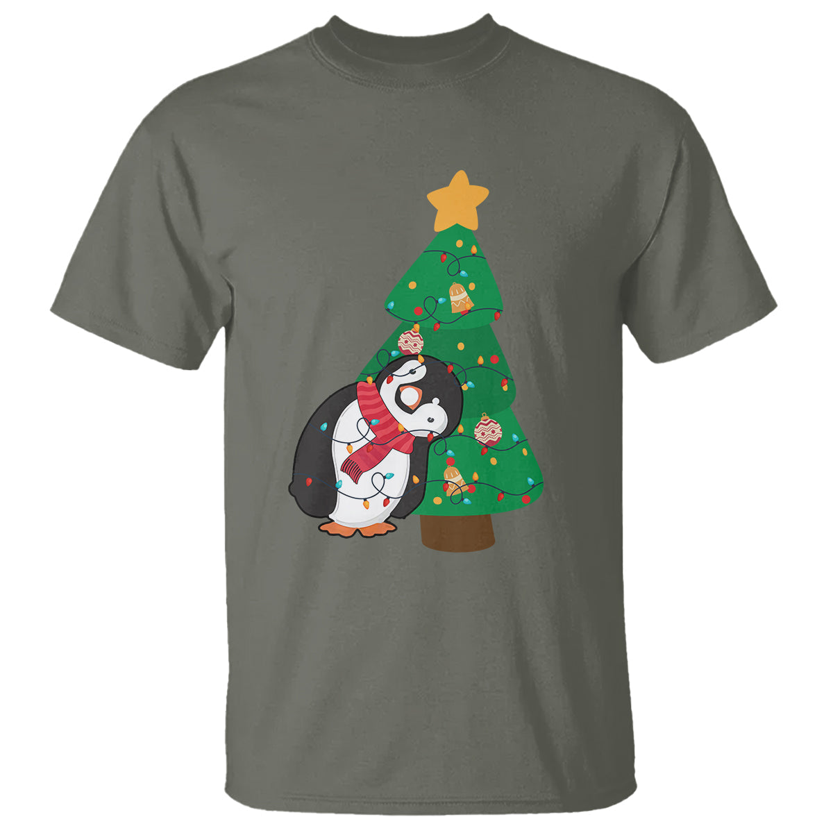 funny-penguin-with-christmas-tree-tangled-xmas-light-t-shirt